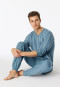 Pyjamas long Organic Cotton V-neck cuffs Chest pocket blue-grey plaid - Comfort Nightwear