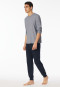 Pigiama lungo con polsini a righe blu notte - Casual Essentials