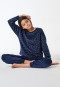 Pyjama long velours poignet Mille Fleur bleu foncé - Teens Nightwear