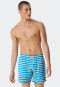 Pantaloncini da bagno in tessuto intrecciato con fantasia a righe di colore blu acquario e bianco - Submerged