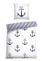 Reversible bed linen 2-piece Renforcé anchor stripes white/navy - SCHIESSER Home