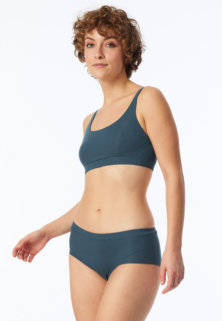 Slip a coste doppie in cotone organico blu denim - Pure Rib