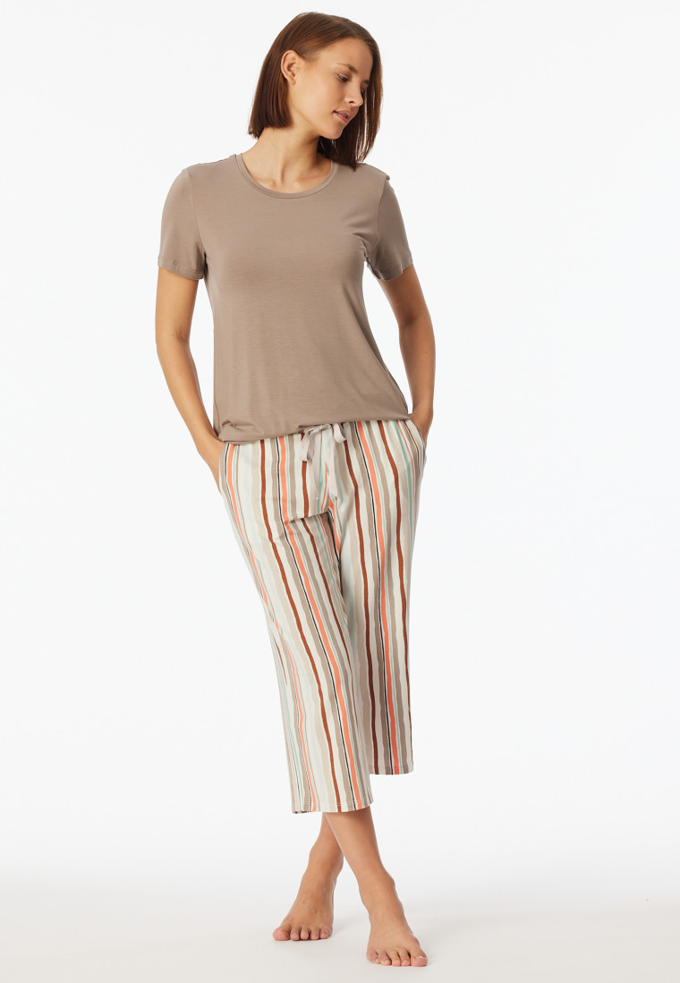 Caleçon long 3/4 modal rayures multicolores - Mix+Relax