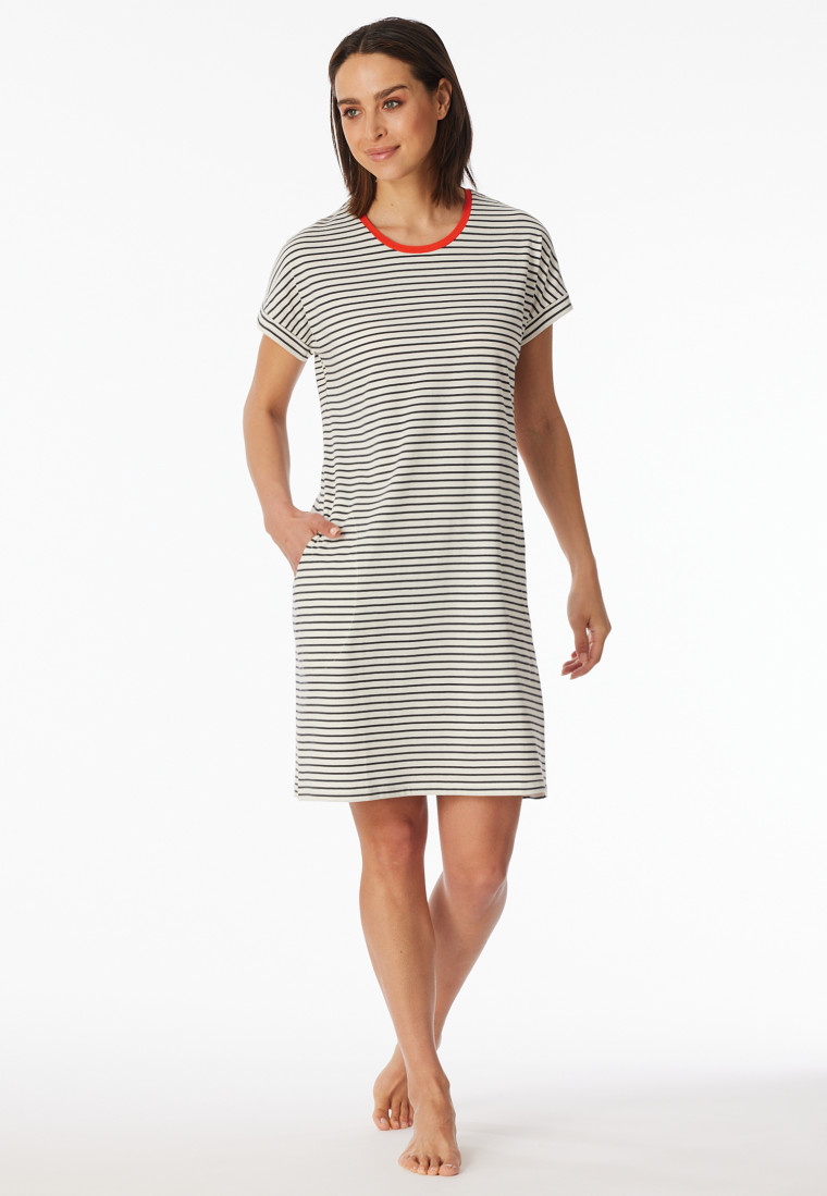 Camicia da notte a maniche corte a strisce off-white - Casual Essentials