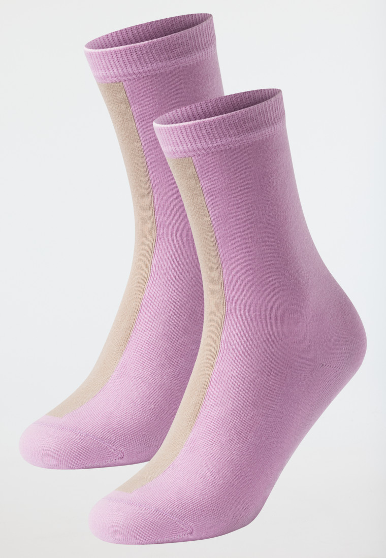 Women's socks 2-pack organic cotton color blocking pink/nude - 95/5