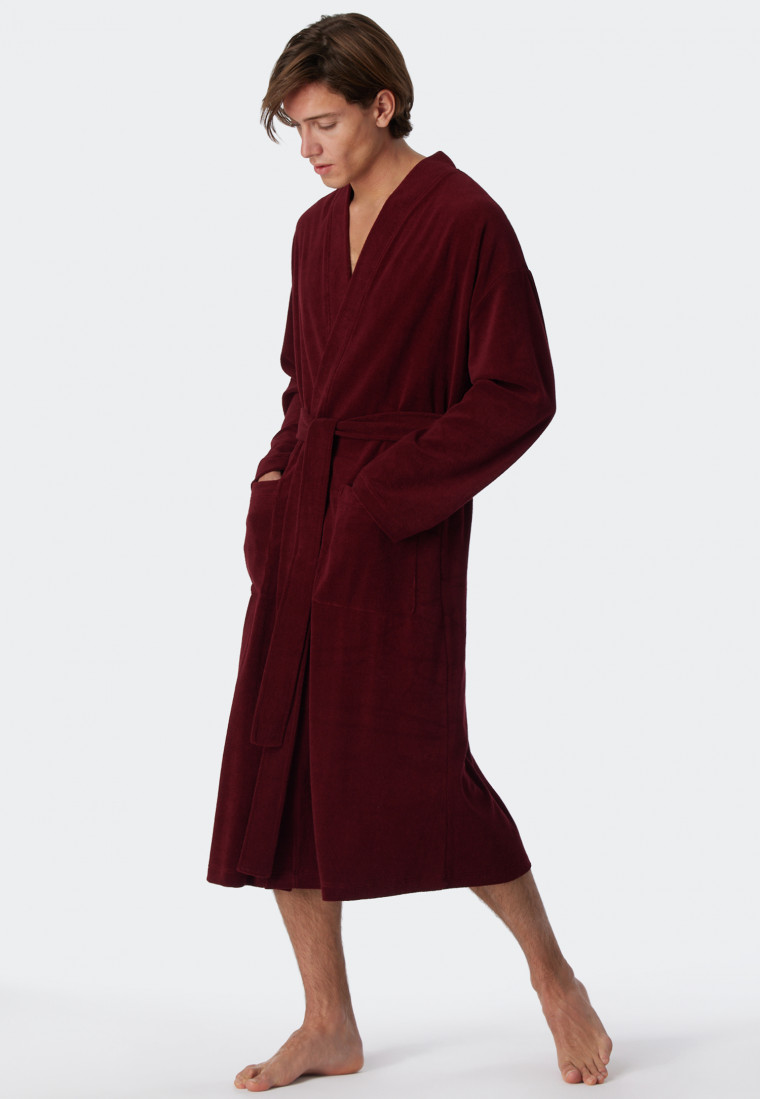 Accappatoio in spugna leggera bordeaux - Feather Terry