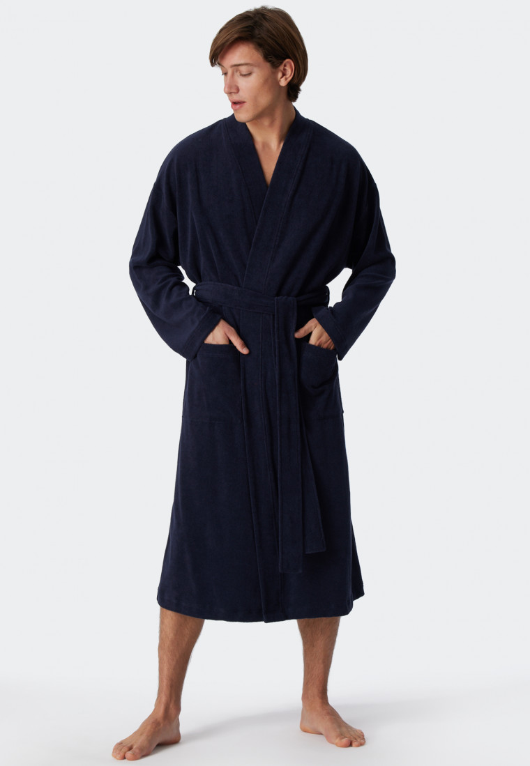Accappatoio in spugna leggera blu scuro - Feather Terry