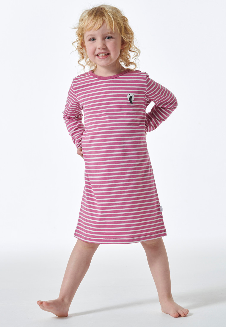 Camicia da notte a manica lunga a righe color malva - Natural Love
