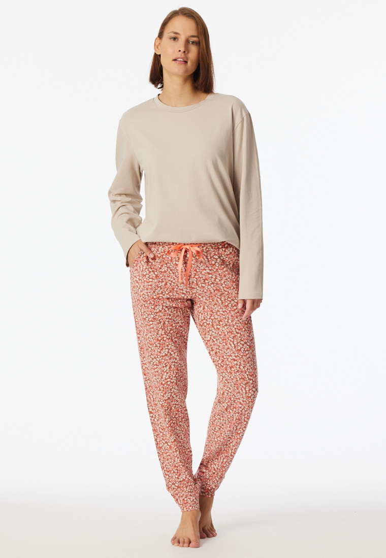 Pants long cuffs flowers peach - Mix+Relax