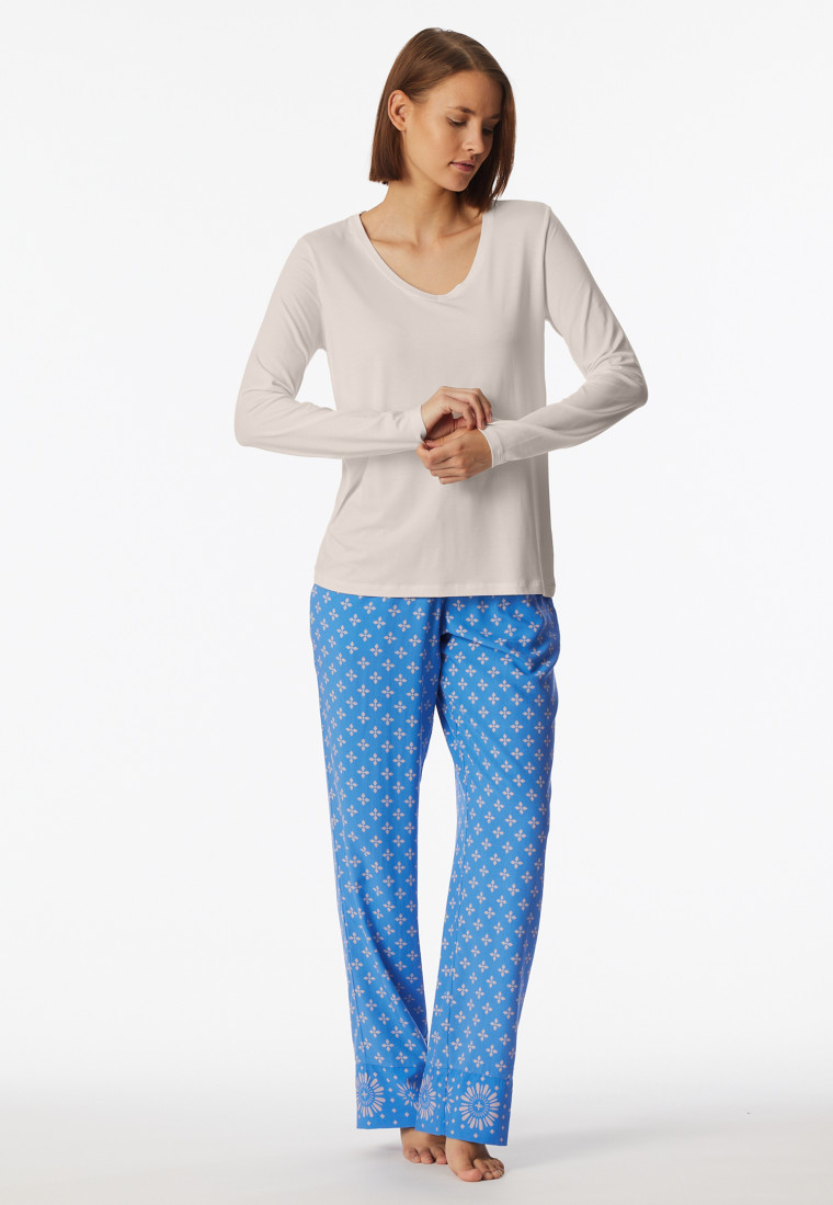 Maglietta manica lunga scollatura a V off-white - Mix+ Relax