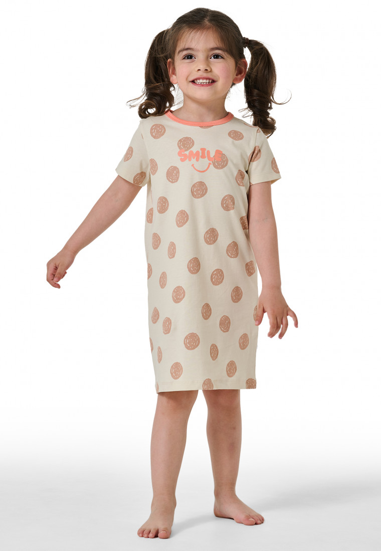 Camicia da notte a maniche corte a punti crema - Natural Love