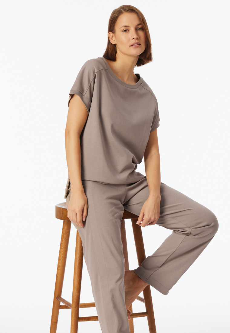 Maglietta a maniche corte mercerizzata interlock argilla - Mix+ Relax