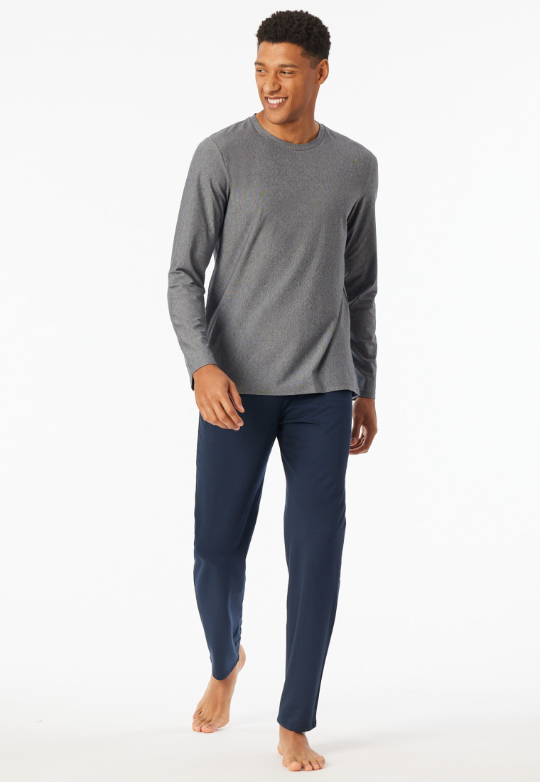 Pyjama long rayures bleu nuit - Selected Premium Jacquard