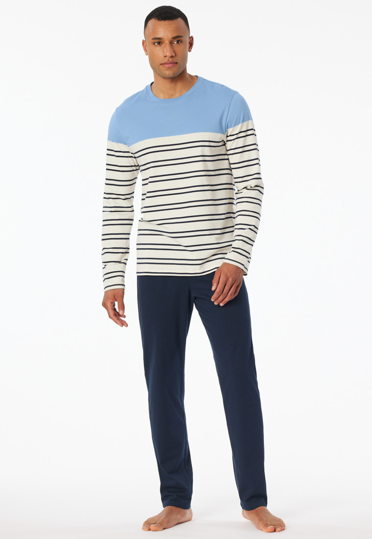 Pigiama lungo a righe blu pacifico - Casual Nightwear