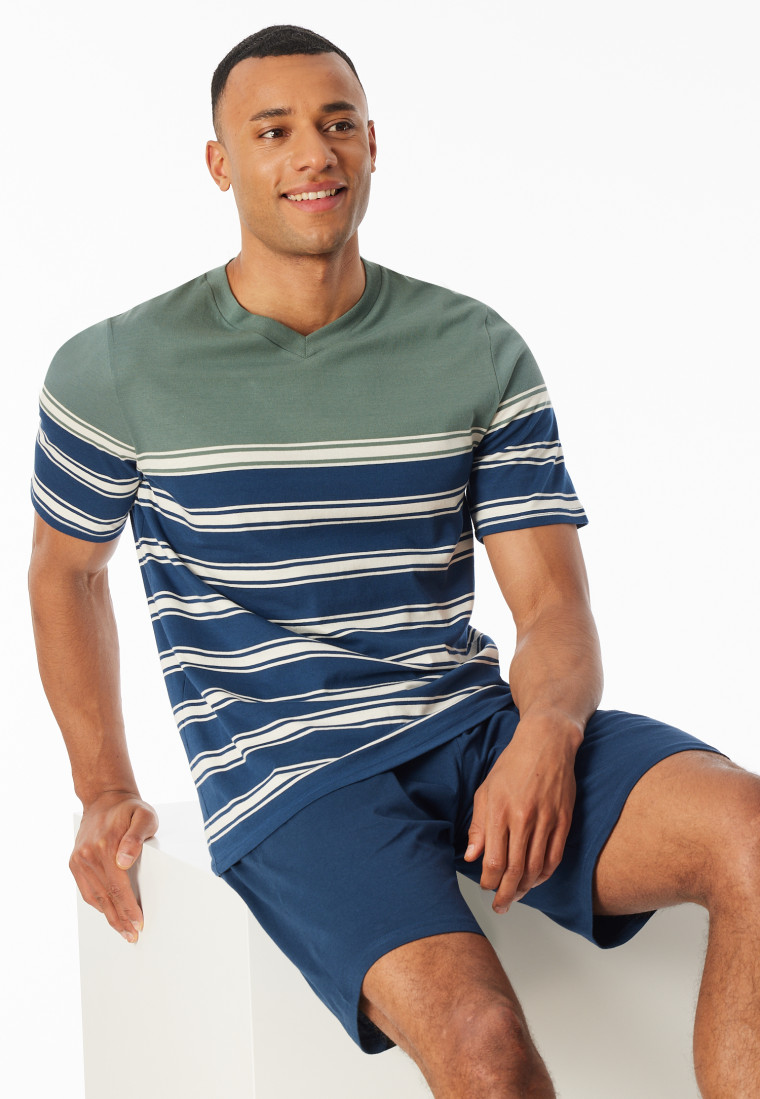 Short pyjamas striping khaki - Casual Nightwear