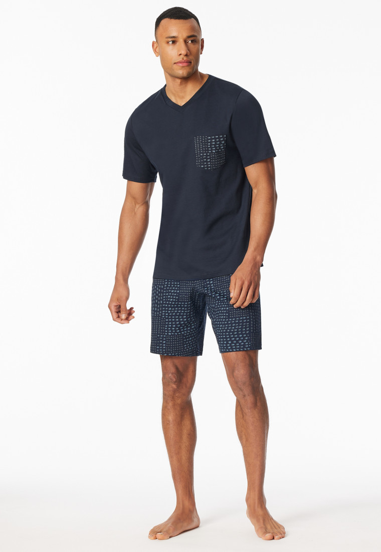 Short pyjamas graphite patterned - Fine Interlock