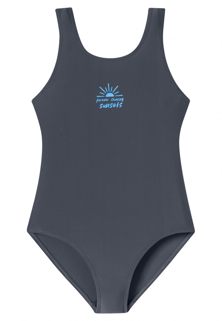 Maillot de bain tricot recyclé SFP 40+ sport scolaire graphite - Aqua