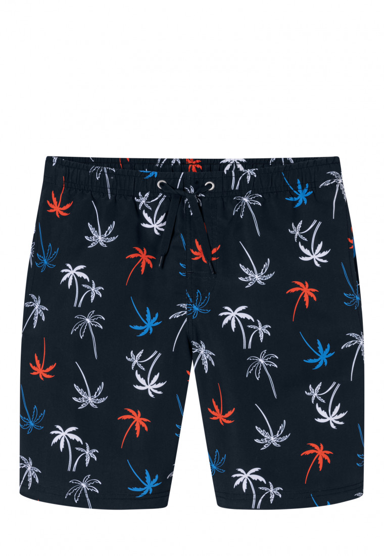 Pantaloncini da bagno in tessuto riciclato SPF40+ palme multicolore - Ciano