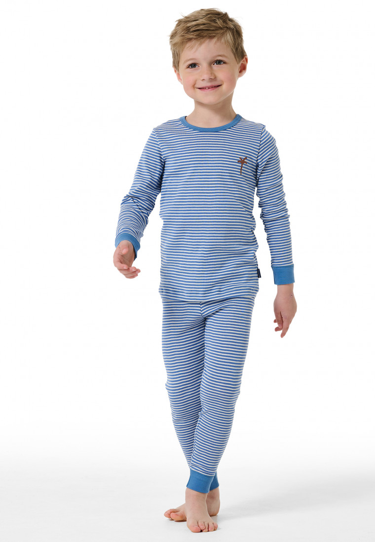 Pigiama lungo A righe blu denim - Natural Love
