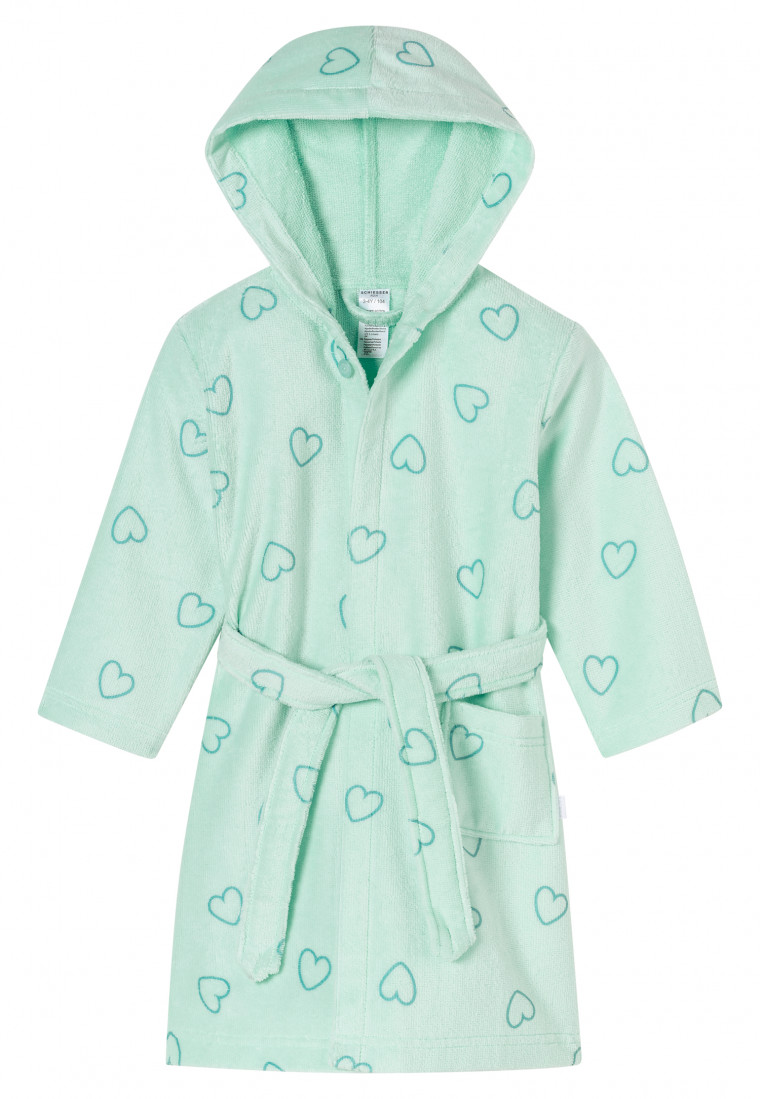 Peignoir Velours Cur vert clair - Aqua