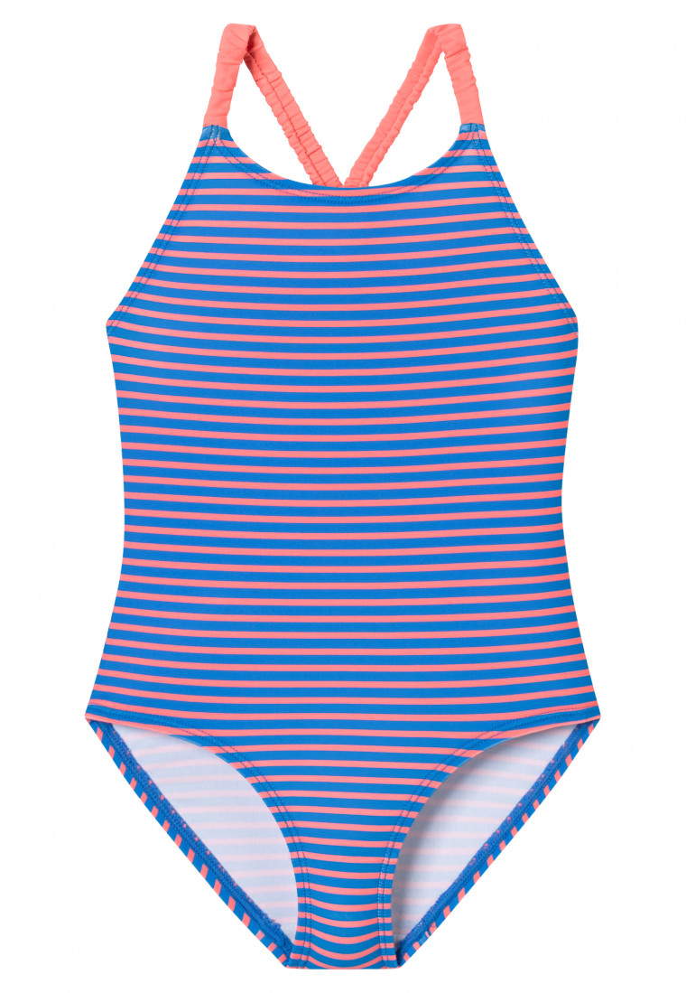 Maillot de bain tricot recyclé SFP 40+ rayures aqarium - Aqua