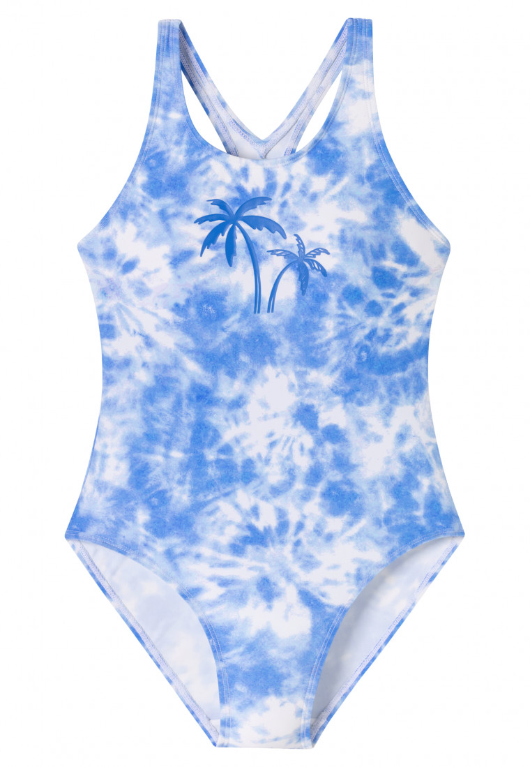 Maillot de bain tricot recyclé SFP 40+ sport scolaire batik aquarium - Aqua