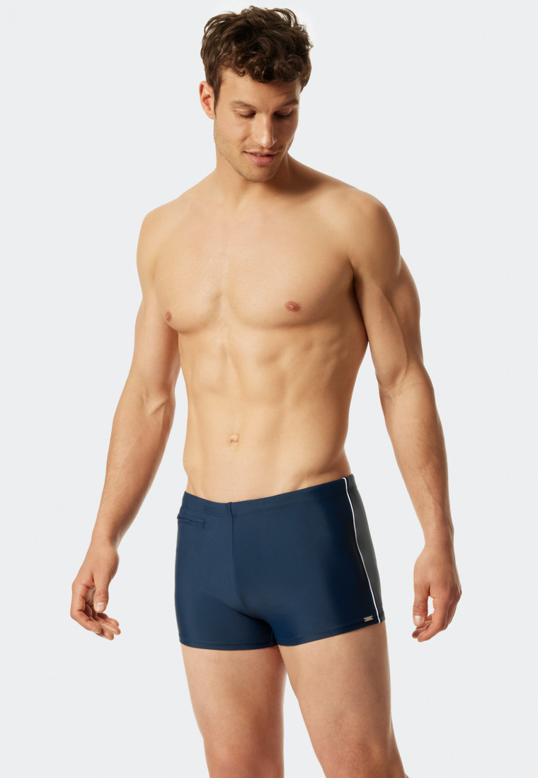 Badehose mit Reißverschluss-Tasche Wirkware recycelt feiner Streifen admiral - Nautical Casual