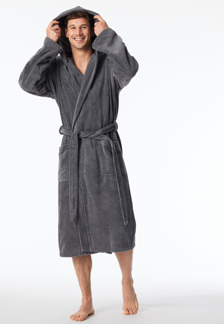 Bathrobe, terrycloth, gray - "Essentials"