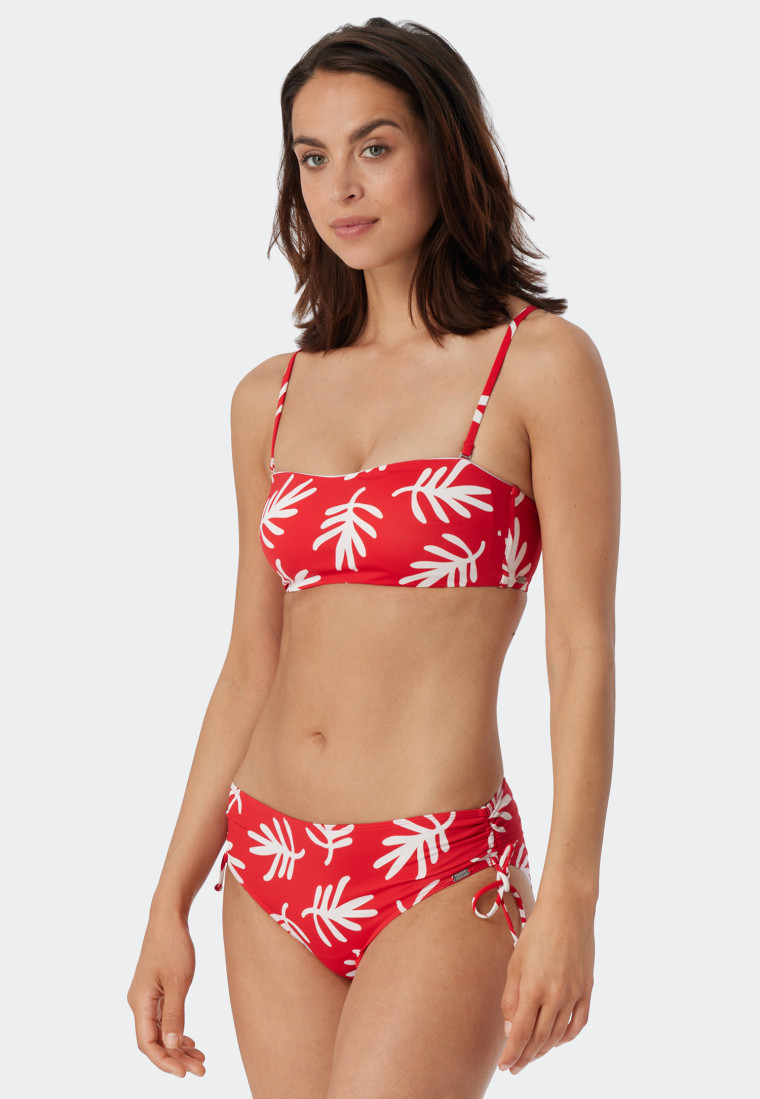 Bandeau bikini top lined soft cups variable straps coral red Mix