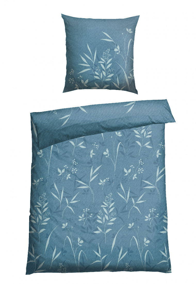Biancheria da letto 2 pezzi floreale azzurro - Renforcé