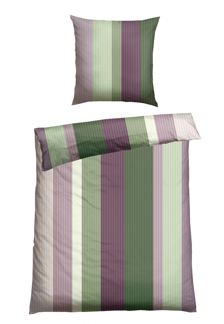 Set di biancheria da letto duepezzi Renforcé verde a strisce - SCHIESSER Home