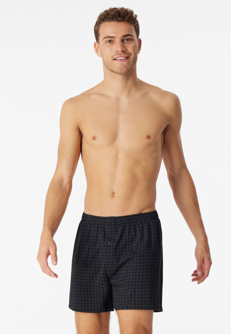 Boxer shorts jersey black checked - Cotton Casuals