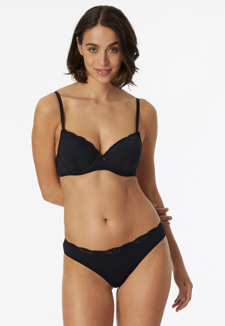 Underwire bra with cup and lace black - Pure Cotton