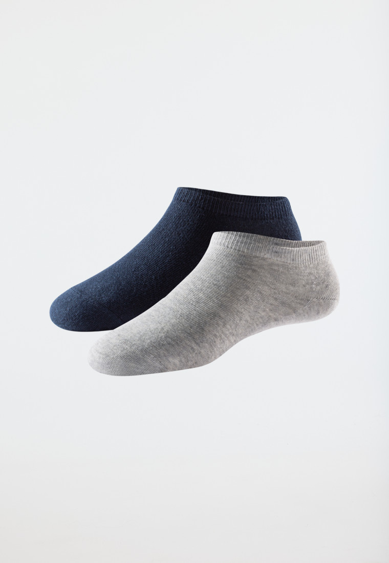 Confezione da 2 paia di calzini da sneakers in cotone biologico di colore grigio screziato/nero - 95/5