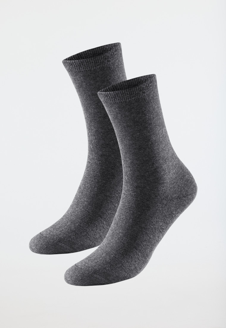 Chaussettes pour femme lot de 2 coton bio gris chiné - 95/5