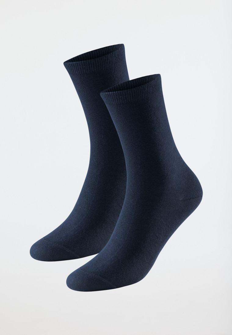 Chaussettes pour femme lot de 2 coton bio bleu nuit - 95/5