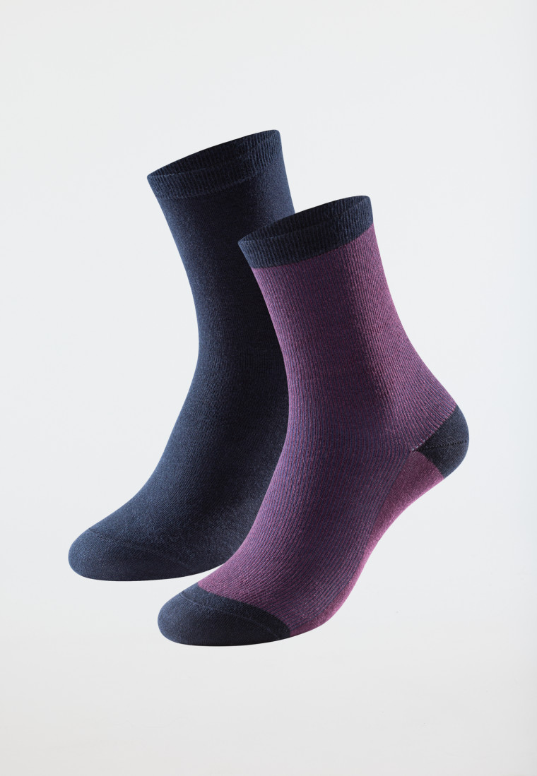Confezione da 2 paia di calzini donna in tinta unita/a righe multicolori - Long Life Cool