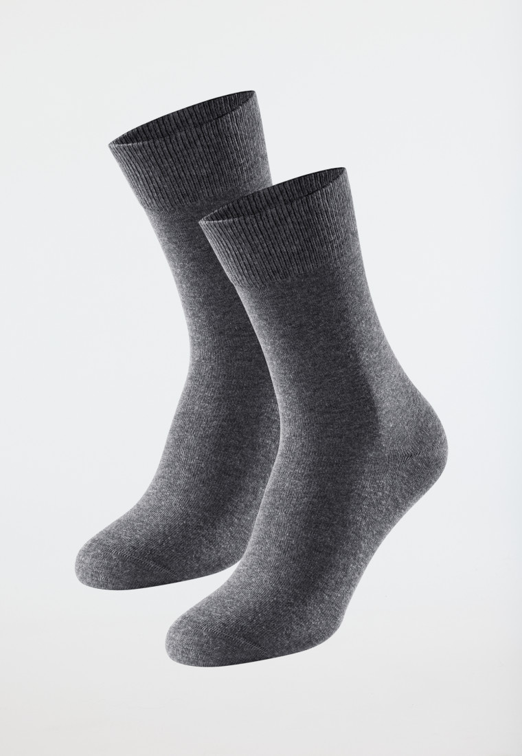 Confezione da 2 paia di calzini da uomo in cotone biologico, antracite screziato - 95/5