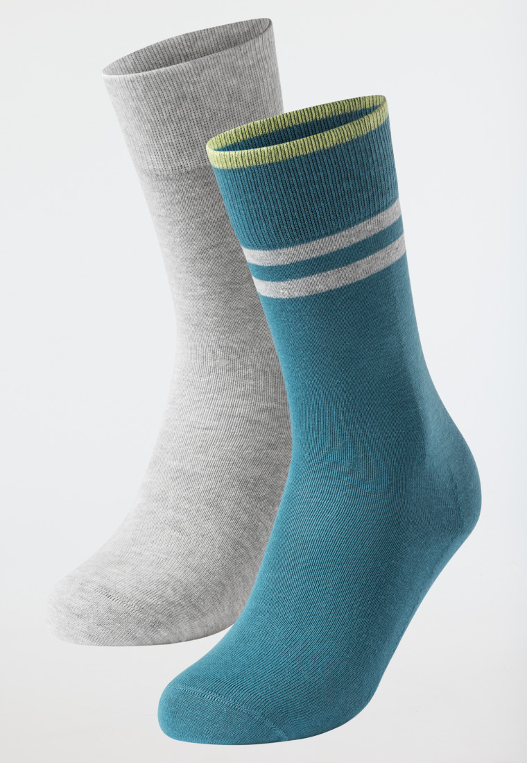 Men's socks 2-pack organic cotton color blocking gray/blue - 95/5