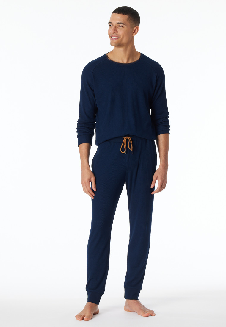Pantalon long côtelé brossé bleu nuit - Mix+Relax