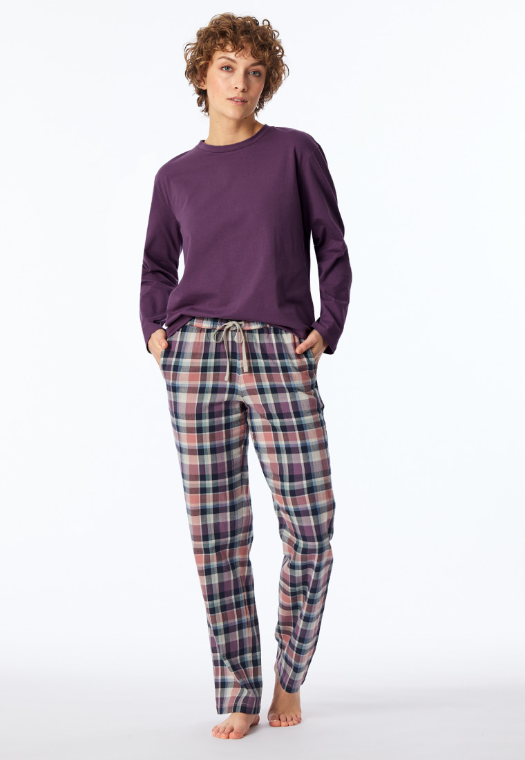 Pantaloni lunghi in tessuto tramato di cotone organico a quadri multicolore - Mix+Relax
