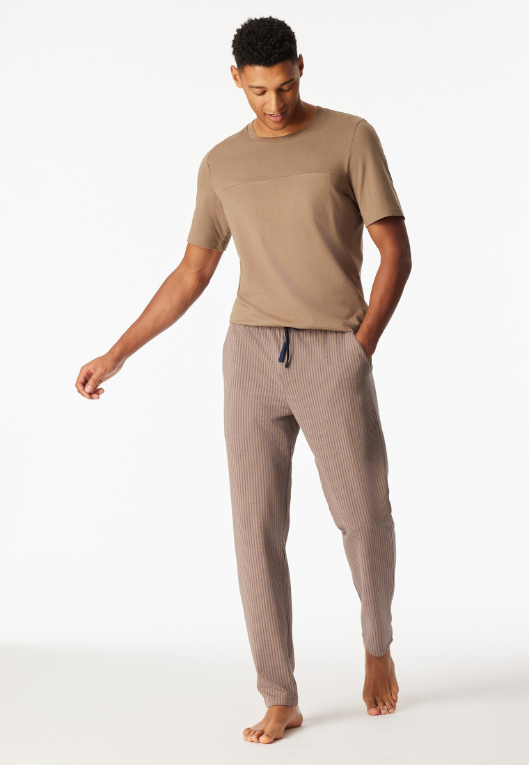 Pantalon long jersey simple rayures nougat - Mix+Relax