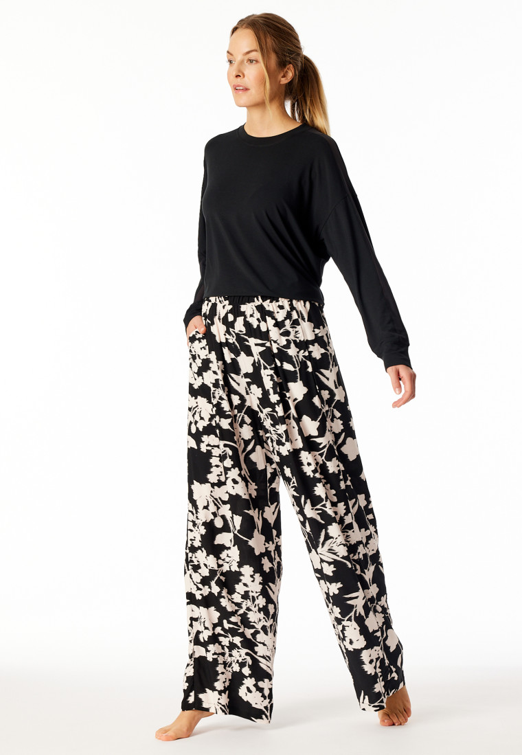 Pantalon long viscose-matière tissée fleurs multicolores Mix+Relax