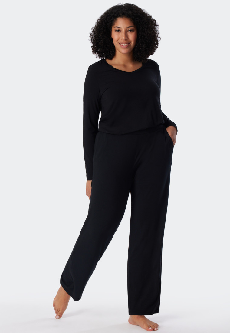 Lounge pants long modal Marlene cut black - Mix + Relax