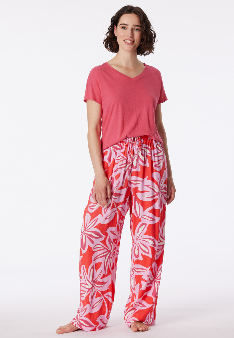 Lounge pants long viscose floral print multicolor - Mix+Relax