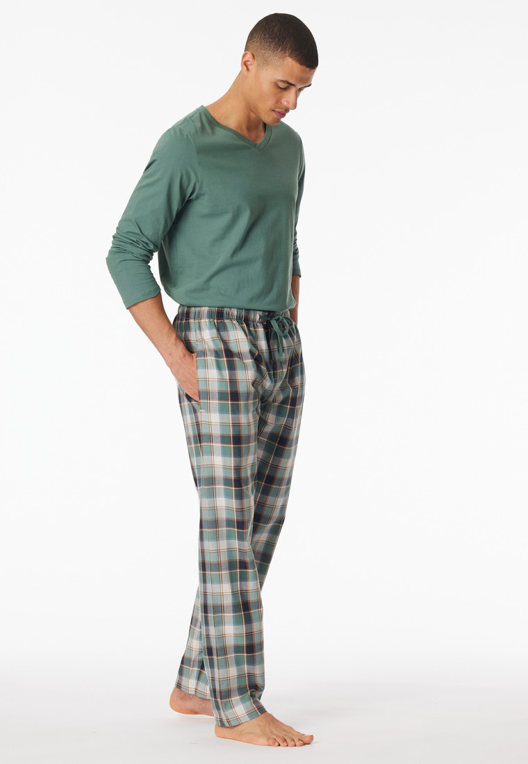 Caleçon long matière tissée Organic Cotton carreaux multicolores - Mix+Relax