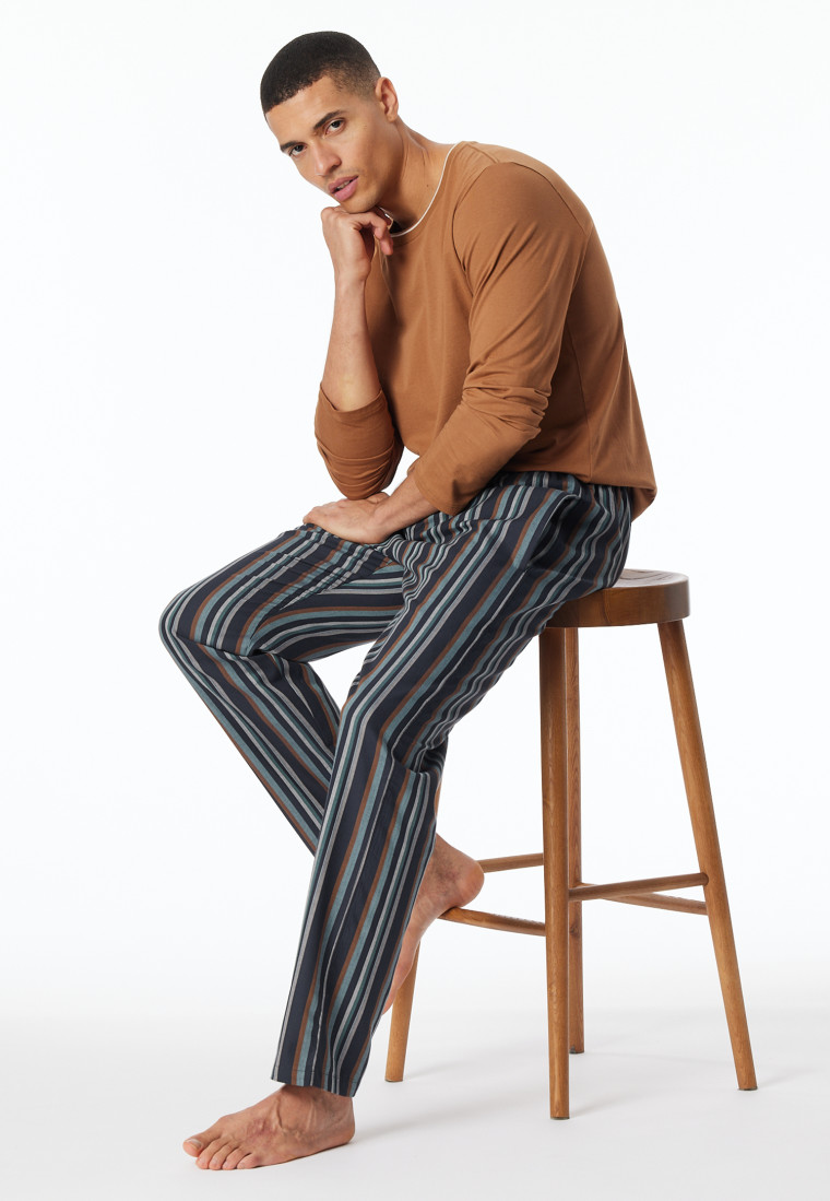 Pantaloni Lounge lunghi in tessuto cotone biologico a strisce multicolore - Mix+Relax