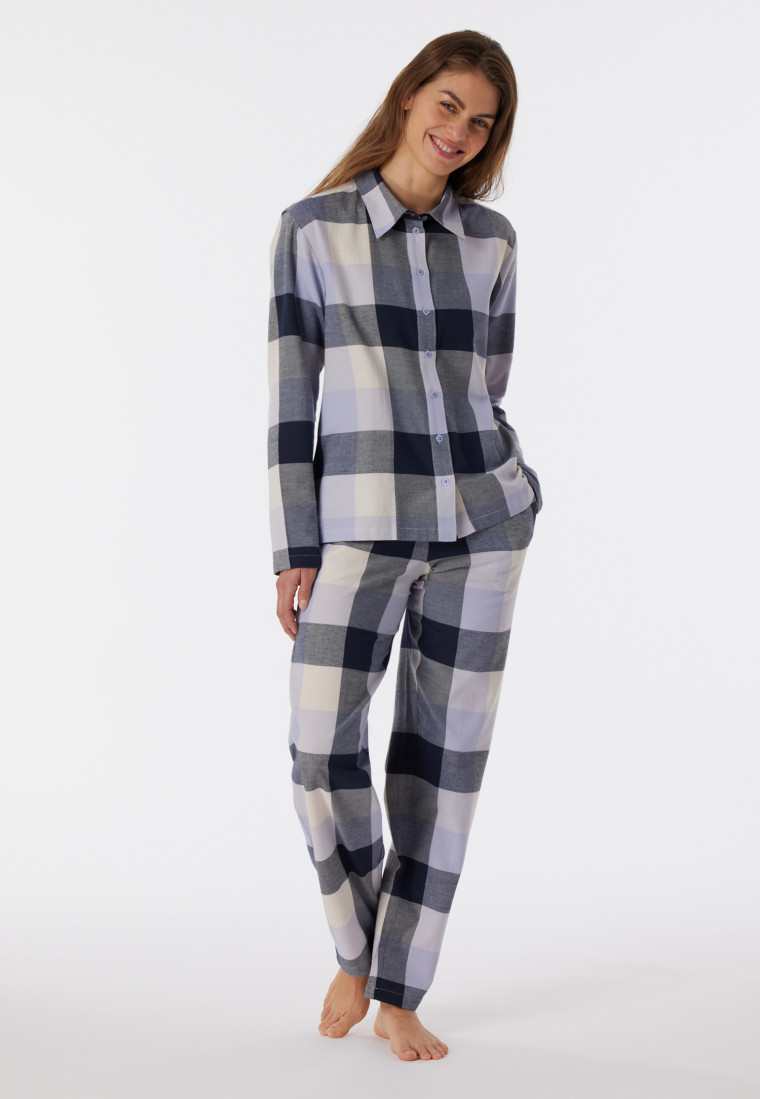 Pyjama lang Flanell Organic Cotton Karos multicolor - selected! premium