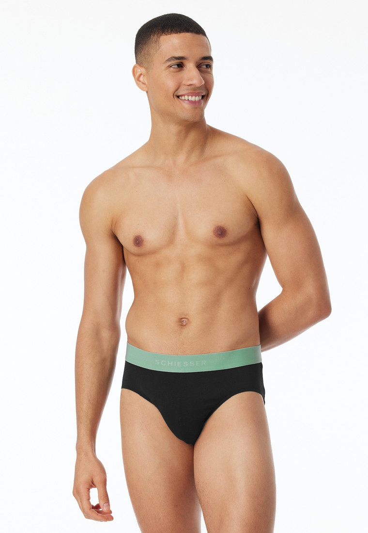 Slip rio confezione da 3 pezzi in cotone organico elastico in vita in tessuto tramato multicolore - 95/5