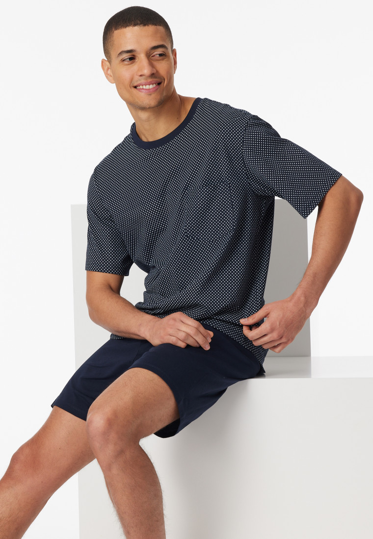 Pajamas short midnight blue patterned - Comfort Essentials